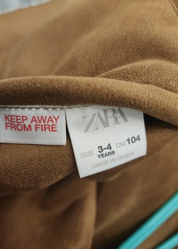 4 Yaş Beden kahverengi Renk Zara Kürklü Kahverengi Çocuk Süet Kaban çift tarafli