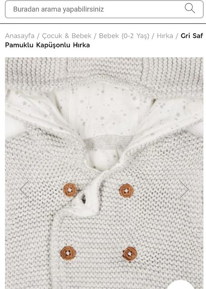 Marks and Spencer  Gri Saf Pamuklu Kapüşonlu Örme Hırka 
 - Görsel 2