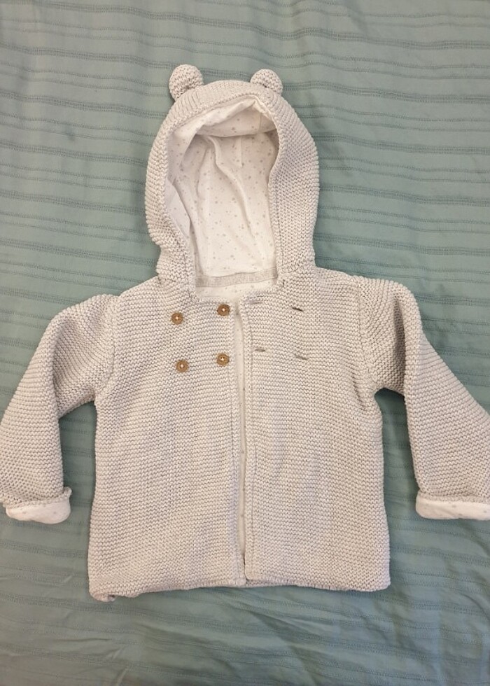 Marks and Spencer  Gri Saf Pamuklu Kapüşonlu Örme Hırka 
 - Görsel 4