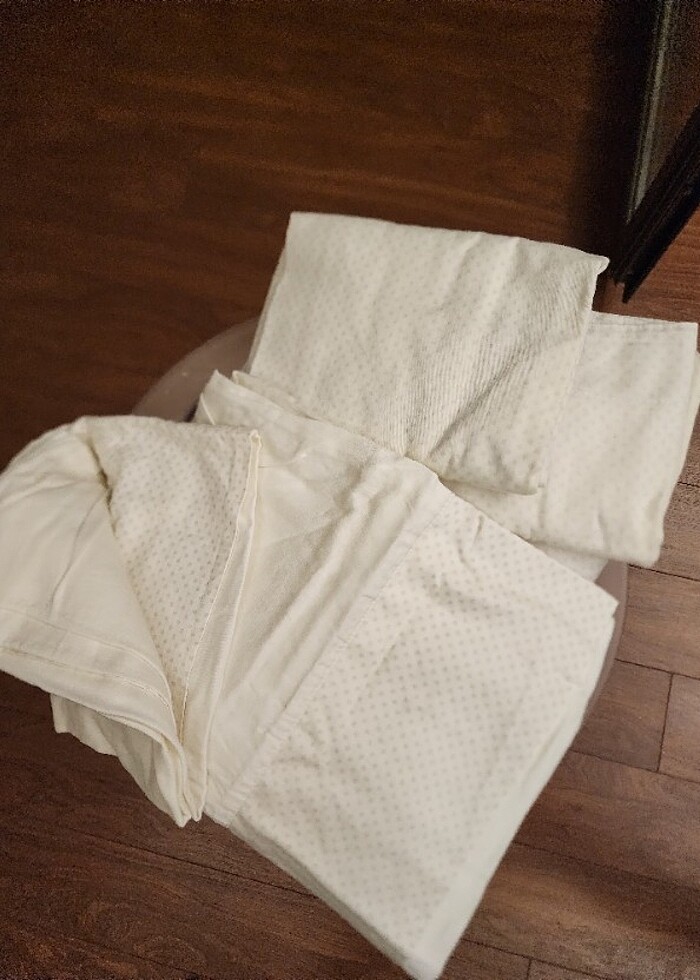 Saten çift kişilik nevresim takımı ekru - Görsel 4