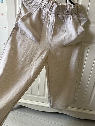 Keten kapri pantolon - Görsel 5