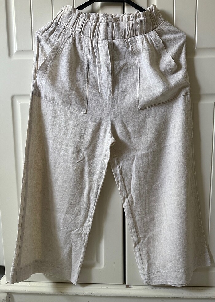 Keten kapri pantolon - Görsel 2