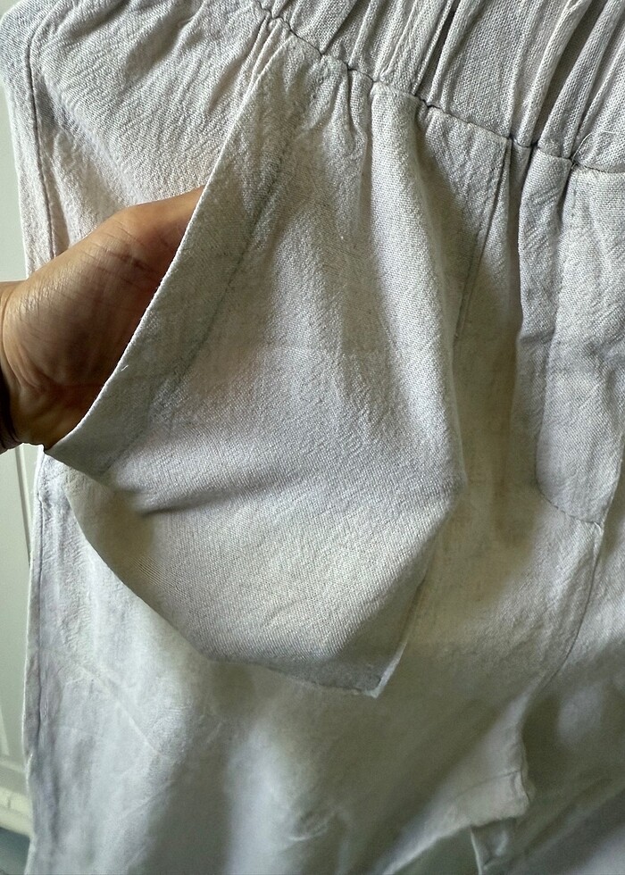 Keten kapri pantolon - Görsel 4