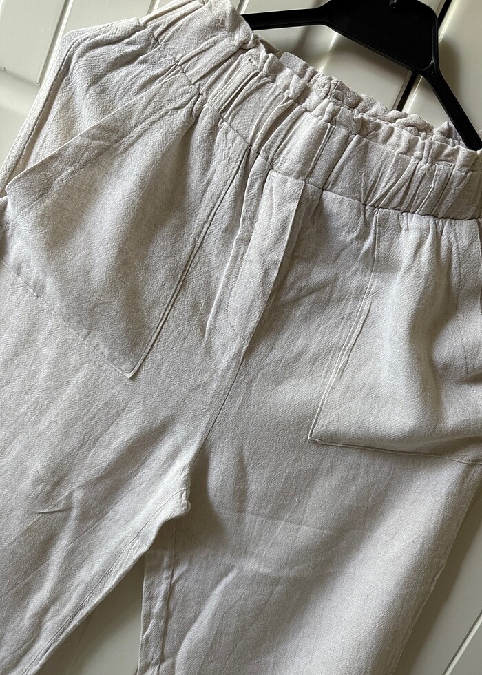 Keten kapri pantolon - Görsel 3