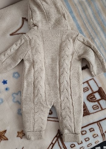 krem Örgü Bebek Tulumu Kapüşonlu - Görsel 3