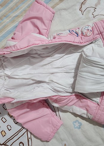 Pembe Kapüşonlu Bebek Kayak Tulumu - Görsel 3