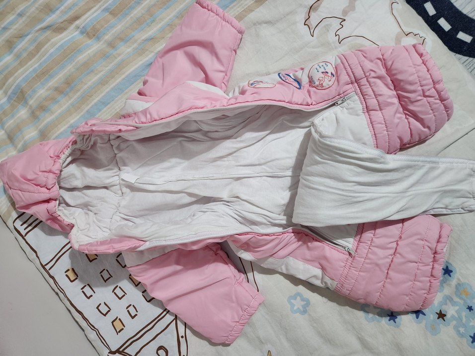 Pembe Kapüşonlu Bebek Kayak Tulumu - Görsel 3