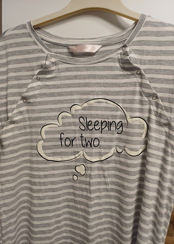 Gri Çizgili Düğmeli Hamile elbisesi - Görsel 2