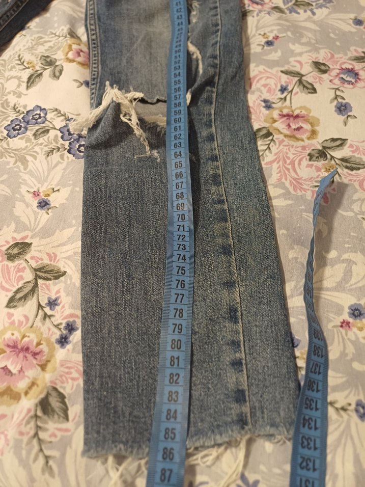 Nakışlı Bohem Mavi Kadın Kot Pantolon - Görsel 3