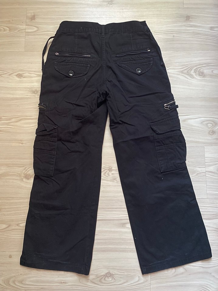 y2k Siyah Bol Kesim Kargo Pantolon kaykaycı gotik punk - Görsel 2