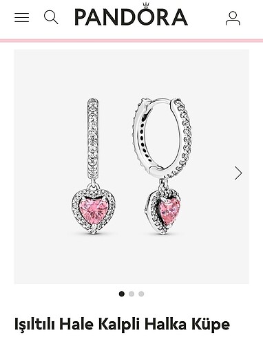 Pandora pembe kalp ışıltılı küpe