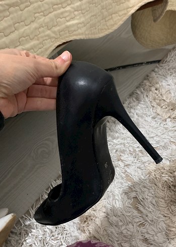 Siyah Yılan Derisi Desenli Topuklu Stiletto - Görsel 2