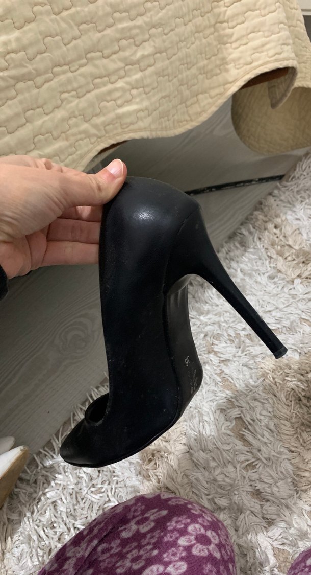 Siyah Yılan Derisi Desenli Topuklu Stiletto - Görsel 2