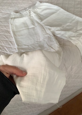 Beyaz Pilili Kadın Keten Pantolon - Görsel 4