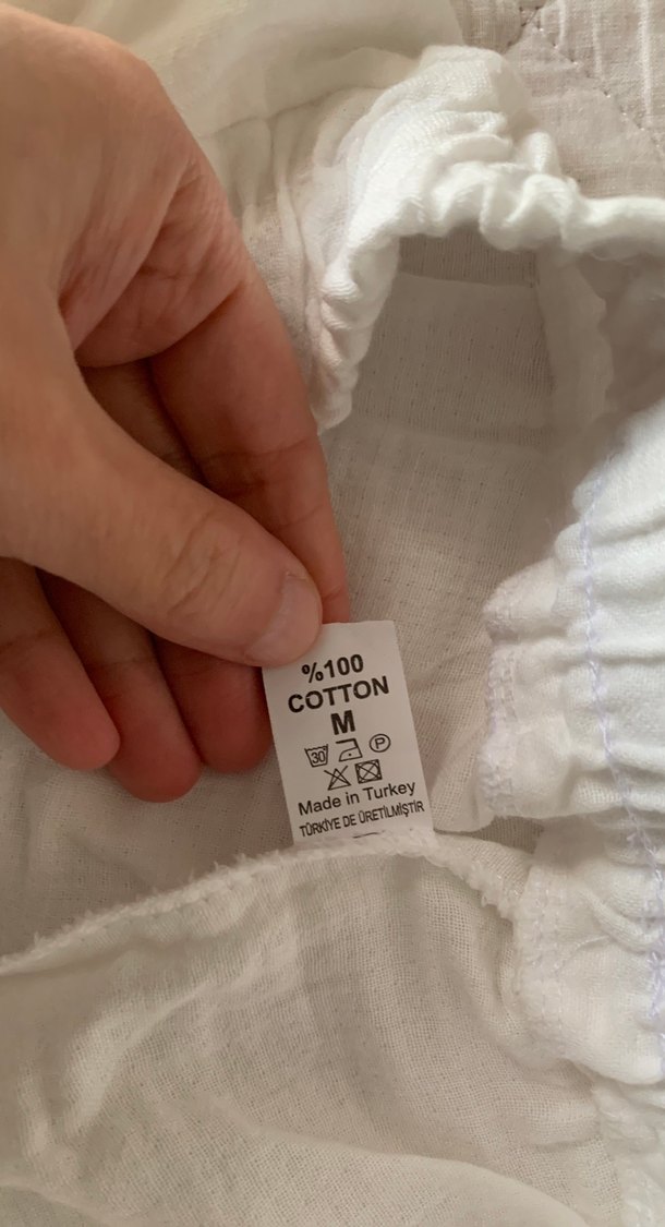 Beyaz Pilili Kadın Keten Pantolon - Görsel 2