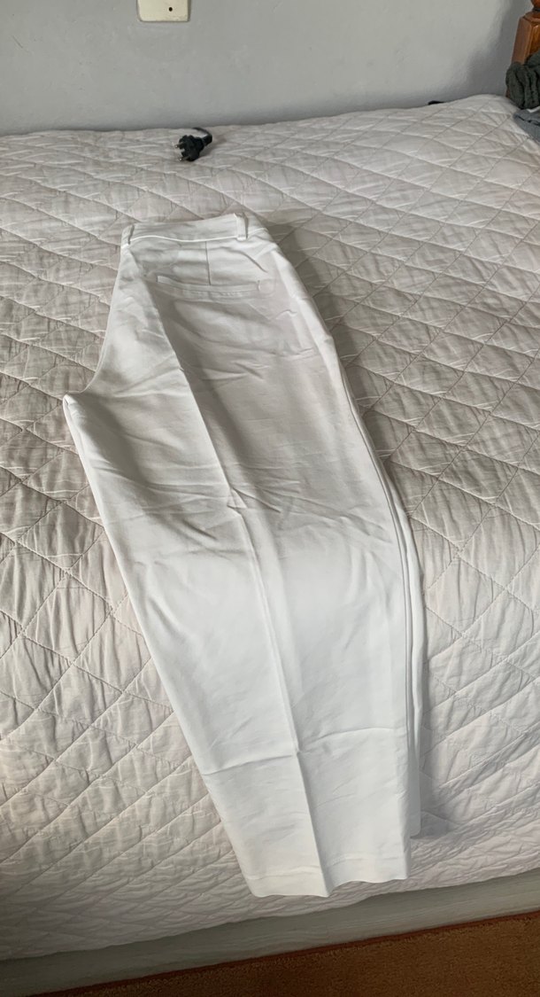 Beyaz Keten Kadın Kumaş Pantolon - Görsel 3