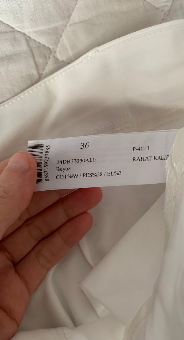 Beyaz Keten Kadın Kumaş Pantolon - Görsel 2