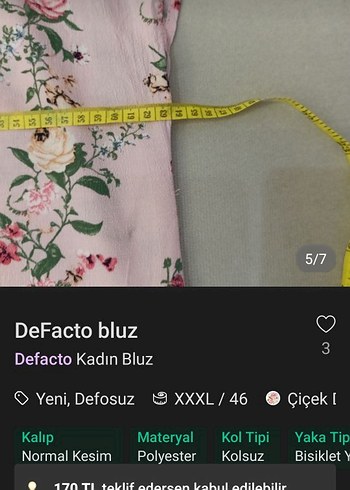 Defacto Dantel Detaylı Pembe Çiçekli Kısa Kollu Bluz