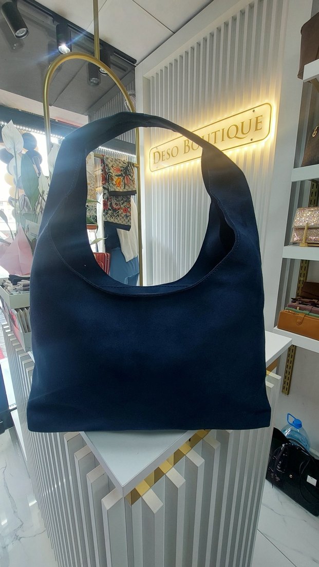 Lacivert Süet Kadın Çanta - Görsel 2