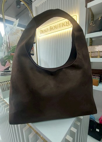 Kahverengi Süet Minimalist Kadın Çanta - Görsel 2