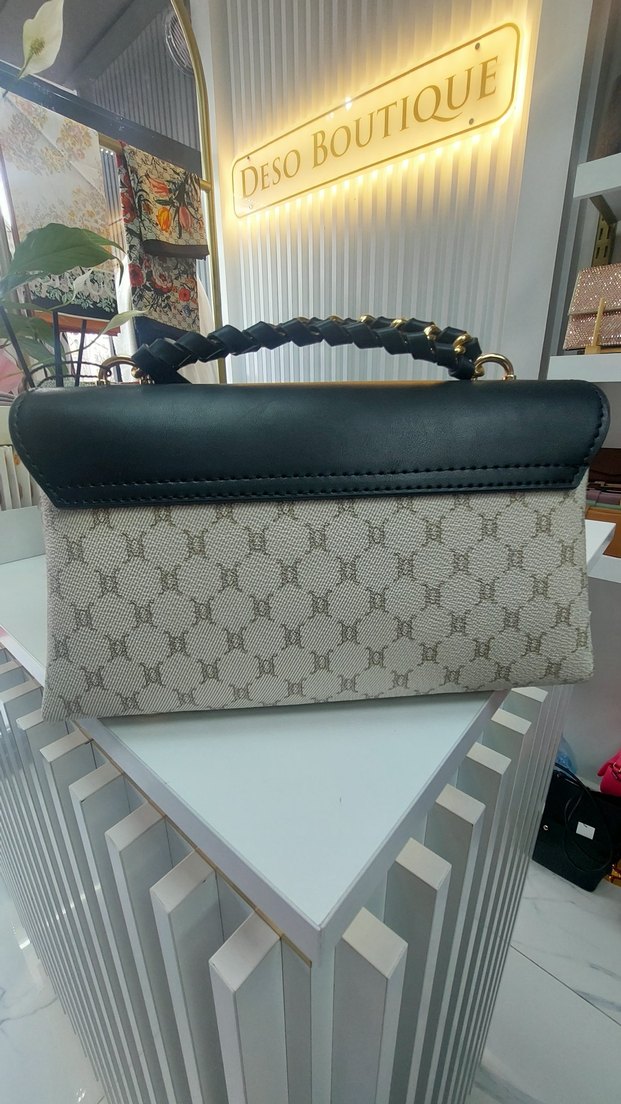 Deso Boutique Siyah Gri Deri Kadın Çanta - Görsel 2