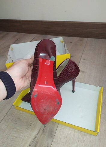38 Beden bordo Renk Kadın bordo timsah derisi desenli topuklu ayakkabı