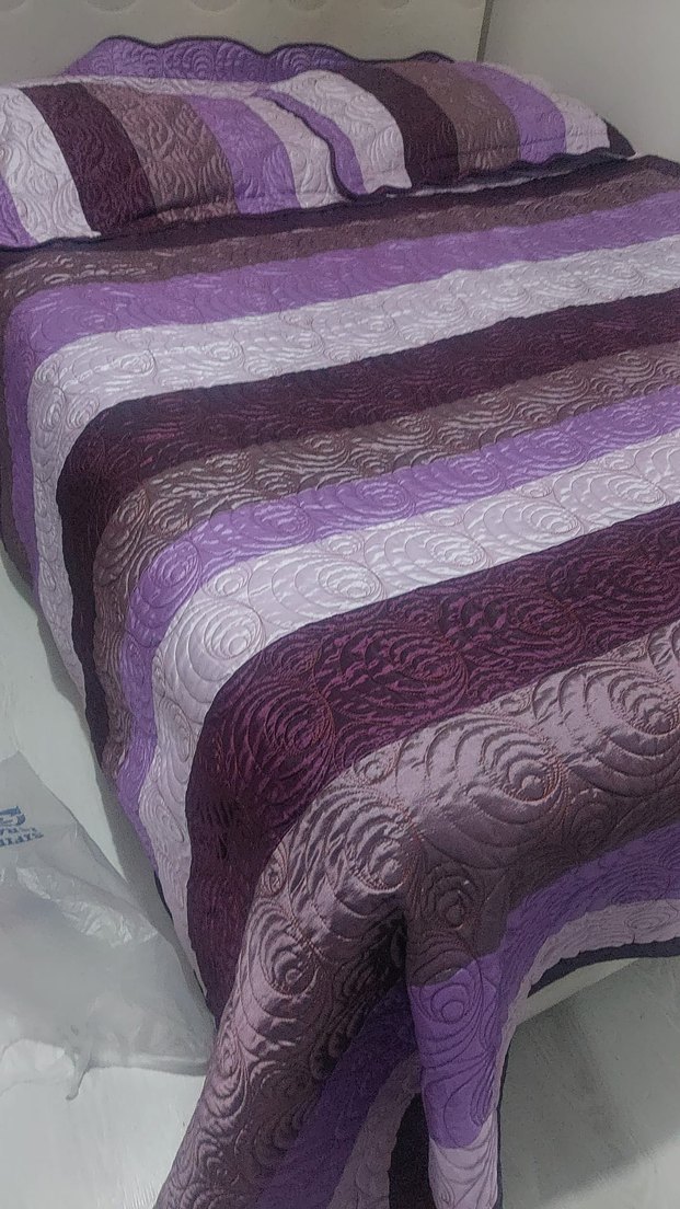Mor İşlemeli Yatak Örtüsü.Sayılı kullanılmış olup sorunsuzdur - Görsel 5