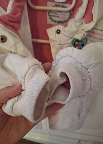 Kapüşonlu Beyaz Kız Çocuk Düğmeli Mont - Görsel 7