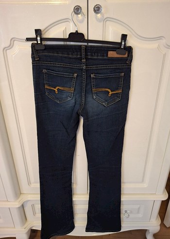 Kemer Detaylı Koyu Mavi Kadın Kot Pantolon - Görsel 4