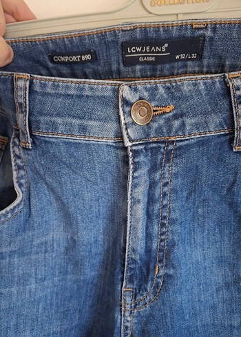 Erkek Gri Mavi Bol Kesim Denim Midi Pantolon - Görsel 2