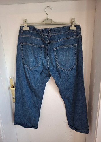 Erkek Gri Mavi Bol Kesim Denim Midi Pantolon - Görsel 3