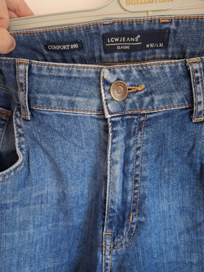 Erkek Gri Mavi Bol Kesim Denim Midi Pantolon - Görsel 2