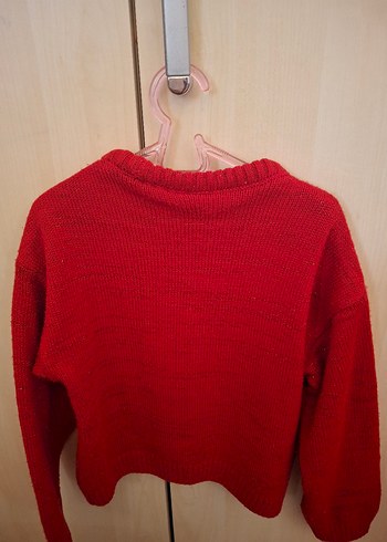 Nakışlı Kız Çocuk Kırmızı Triko Kazak - Görsel 4