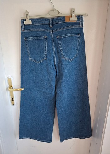 Kadın Mavi Bol Kesim Midi Kot Pantolon - Görsel 3