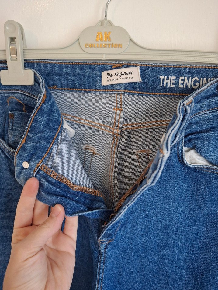 Kadın Mavi Bol Kesim Midi Kot Pantolon - Görsel 2