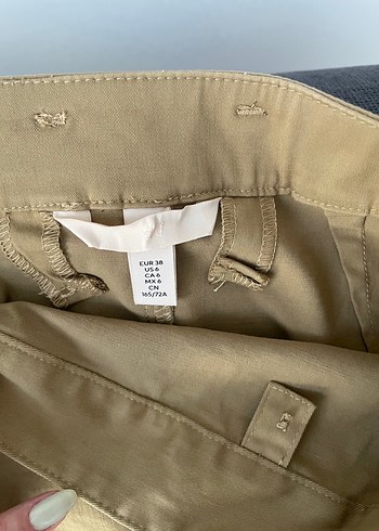 38 Beden camel Renk H&M Beli kuşaklı anvelop etek
