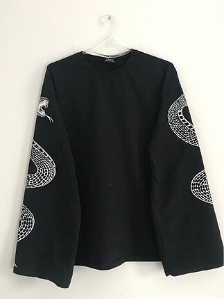 Siyah yılan desenli sweat