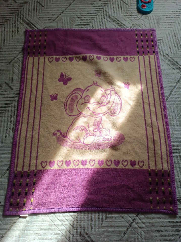 Renkli Mor Fil Desenli Çocuk Battaniyesi - Görsel 2
