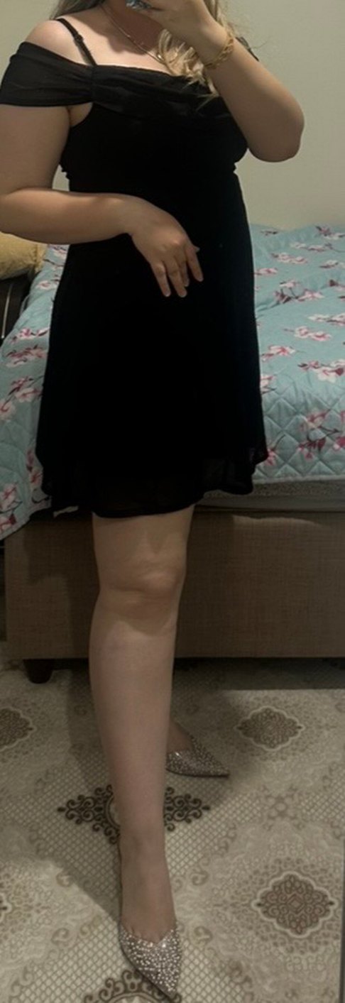 Drapeli Siyah Elbise - Görsel 2