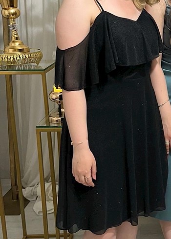 Siyah simli Elbise - Görsel 6