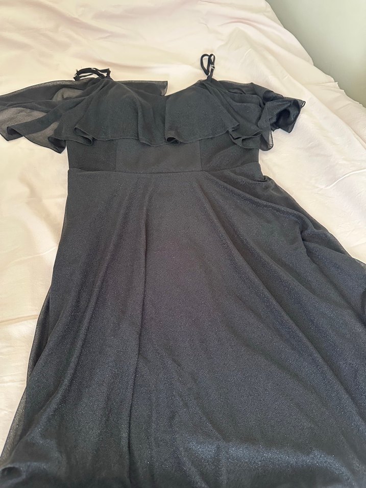 Siyah simli Elbise - Görsel 4