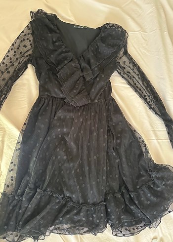 Siyah uzun kollu elbise - Görsel 3