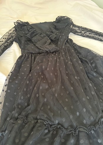 Siyah uzun kollu elbise - Görsel 4