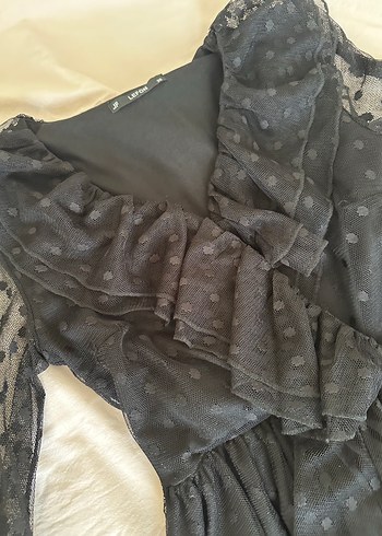 Siyah uzun kollu elbise - Görsel 5