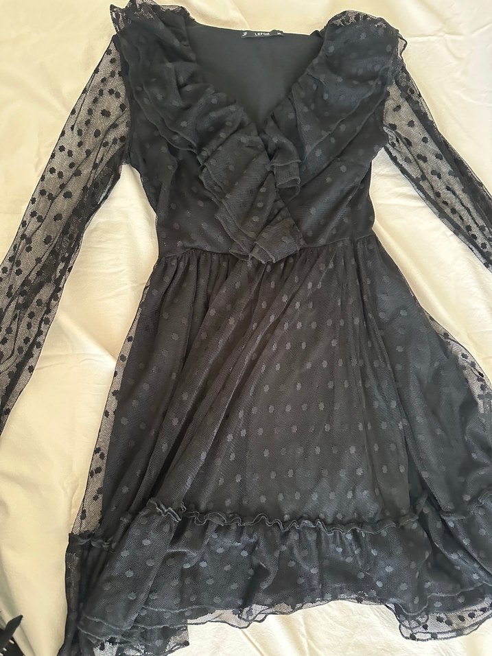 Siyah uzun kollu elbise - Görsel 2