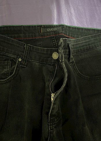 Erkek Gri Kemerli Regular Fit Denim Pantolon - Görsel 2