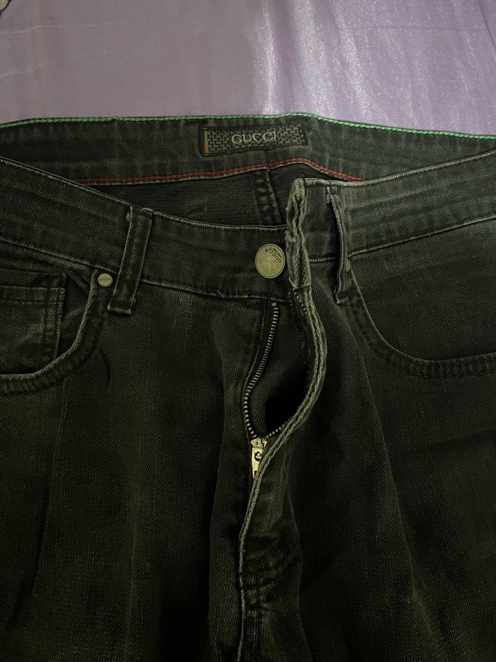 Erkek Gri Kemerli Regular Fit Denim Pantolon - Görsel 2