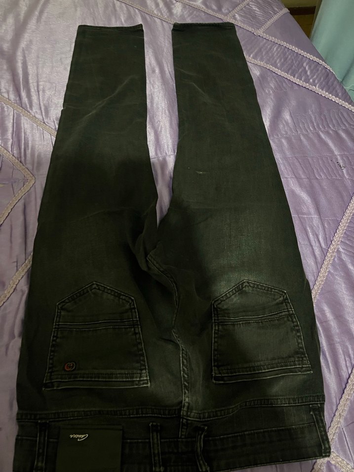 Erkek Gri Kemerli Regular Fit Denim Pantolon - Görsel 4