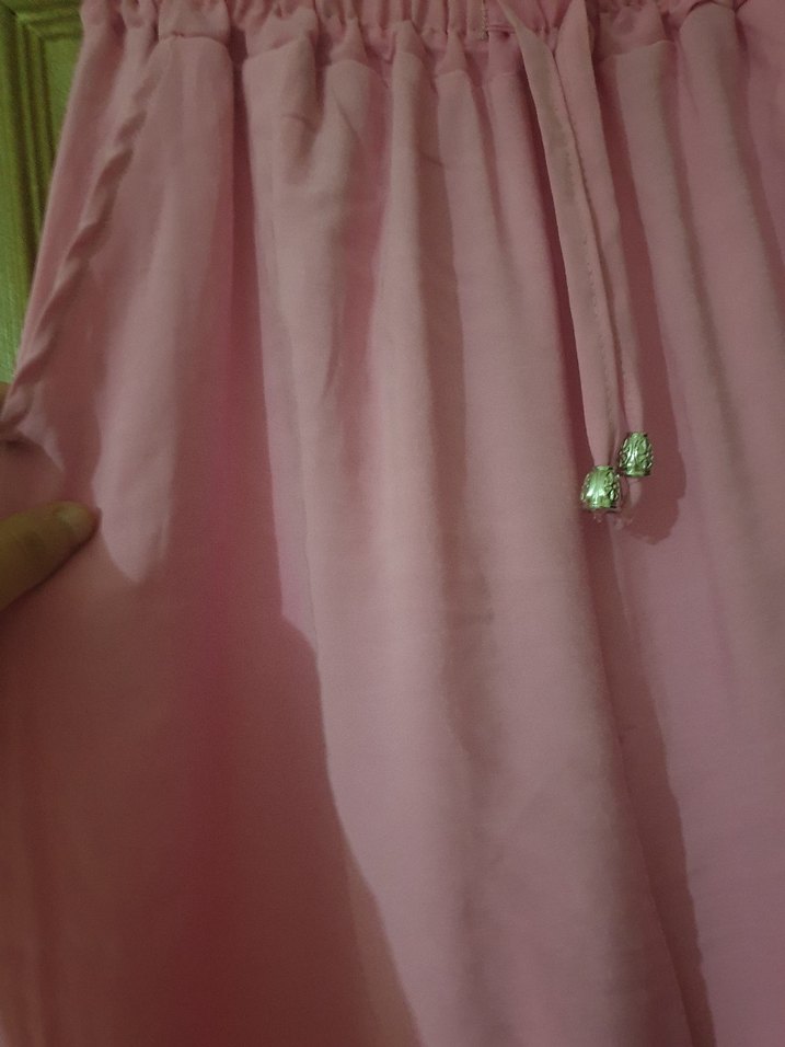 Pembe Salaş Kadın Uzun kumaş Pantolon - Görsel 4