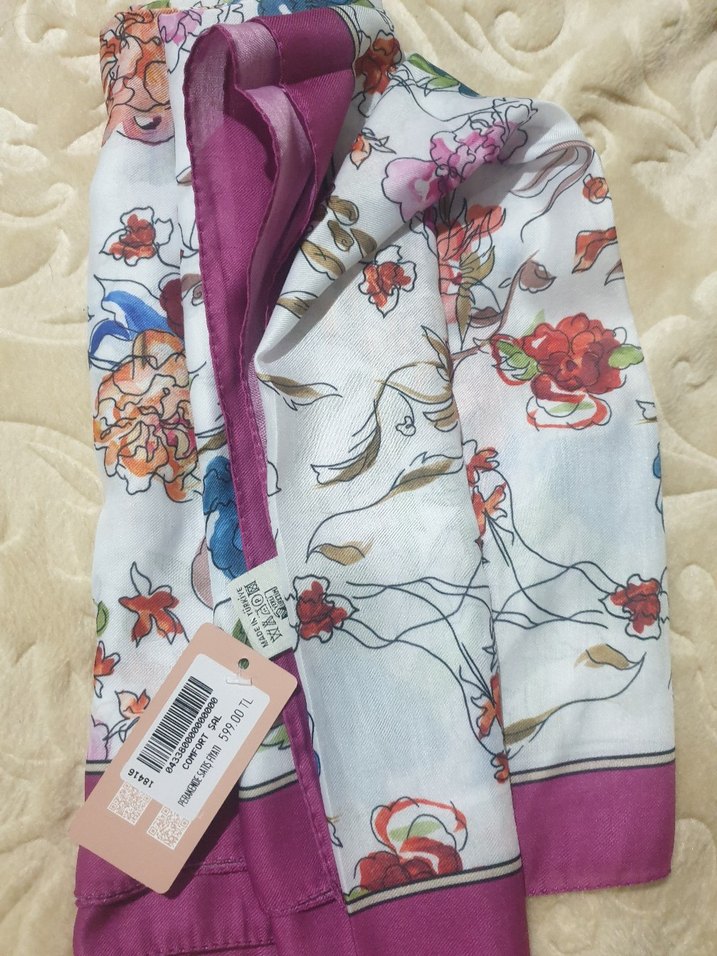 Bohem Mor Çiçek Desenli şal - Görsel 2